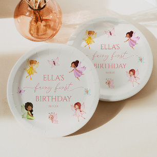 Fairy First Enchanted Fairies 1st Birthday Party Paper Plate