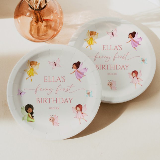 Fairy First Enchanted Fairies 1st Birthday Party Paper Plate (Creator Uploaded)