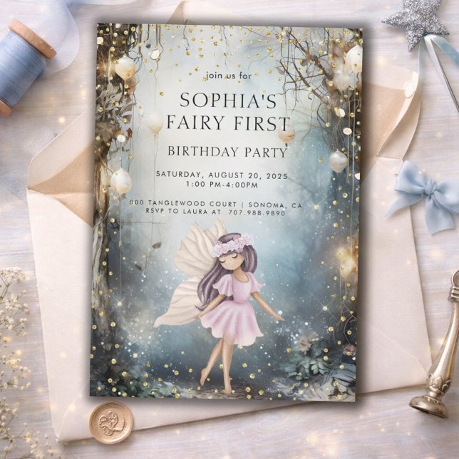 Fairy First Enchanted Forest Girl 1st Birthday Invitation (Creator Uploaded)