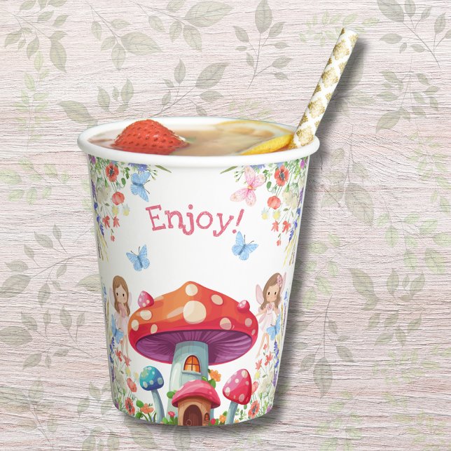 Fairy First Floral Girl 1st Birthday Party Paper Cups (Creator Uploaded)