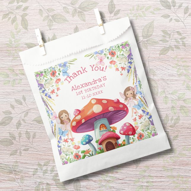 Fairy First Floral Girl 1st Birthday Thank You Favour Bag (Creator Uploaded)