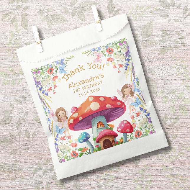 Fairy First Floral Girl 1st Birthday Thank You Favour Bag (Creator Uploaded)