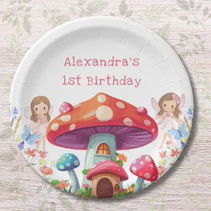 Fairy First Floral Girl's 1st Birthday Party Paper Plate