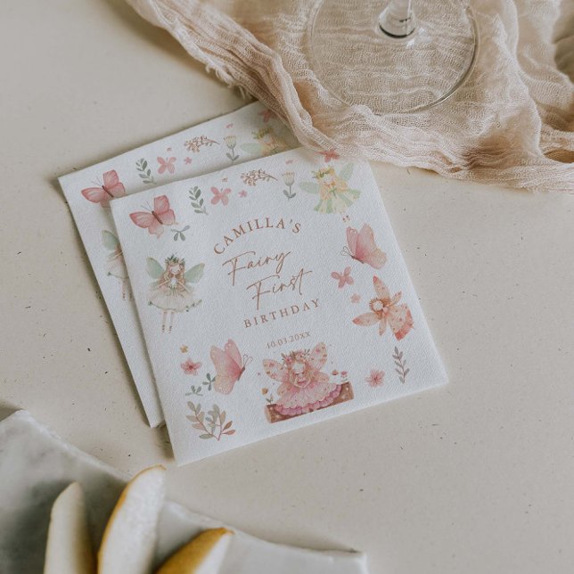 Fairy First Girl Birthday Party  Napkin (Creator Uploaded)
