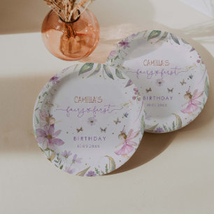 Fairy First Girl Birthday Party Paper Plate