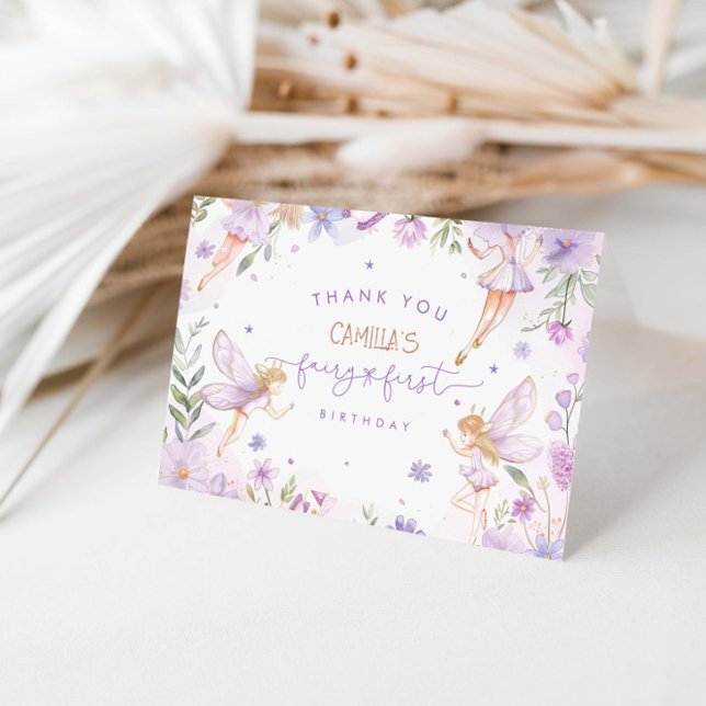 Fairy First Girl Birthday Party  Thank You Card (Creator Uploaded)