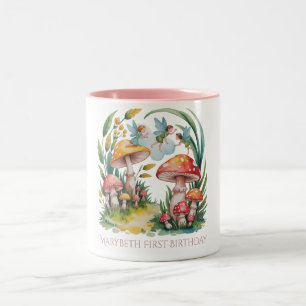 Fairy First Girl Birthday Party Two-Tone Coffee Mug