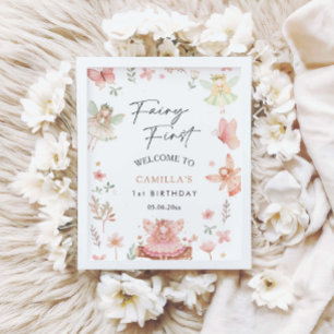 Fairy First Girl Whimsical Birthday Party Welcome Poster