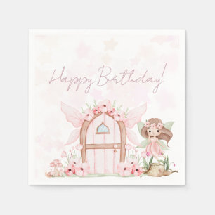 Fairy First Girl's 1st Birthday Party Custom Napkin