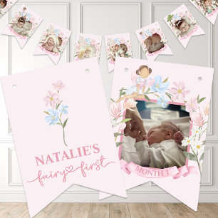 Fairy First Girl's 1st Birthday Party Custom Photo Bunting