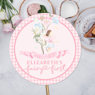 Fairy First Girl's 1st Birthday Party Personalised Classic Round Sticker