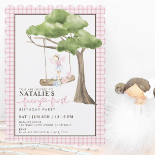 Fairy First Girl's 1st Birthday Party Personalised Invitation