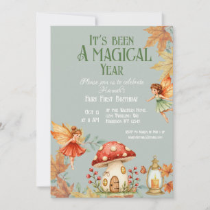 Fairy First Magic Fall Birthday Invitation