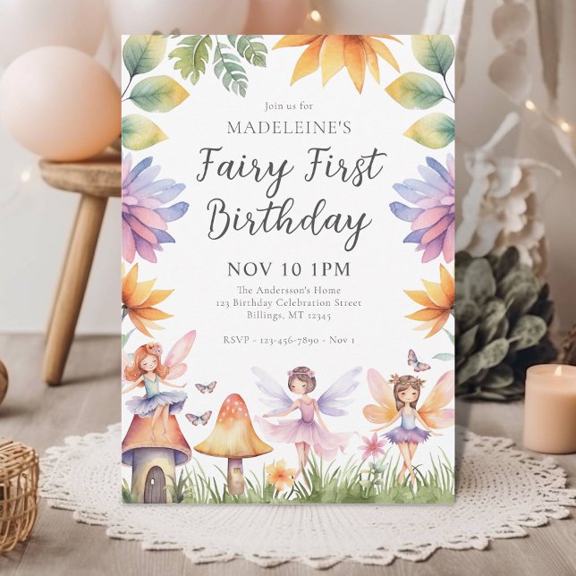 Fairy First Magical Garden 1st Birthday Invitation (Creator Uploaded)