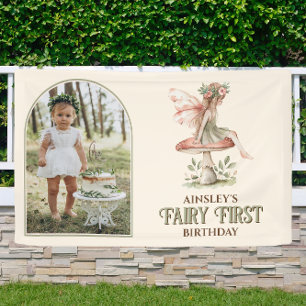 Fairy First Personalised Photo Pink 1st Birthday Banner