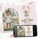 Fairy First Personalised Photo Pink 1st Birthday Invitation<br><div class="desc">Celebrate your little one’s magical milestone with the Fairy First Personalised Photo Pink 1st Birthday Invitation. This enchanting template captures the charm of a fairy garden with whimsical details like a blonde fairy, delicate butterflies, and playful mushrooms set against a dreamy pink backdrop. Personalise it with your favourite photo of...</div>