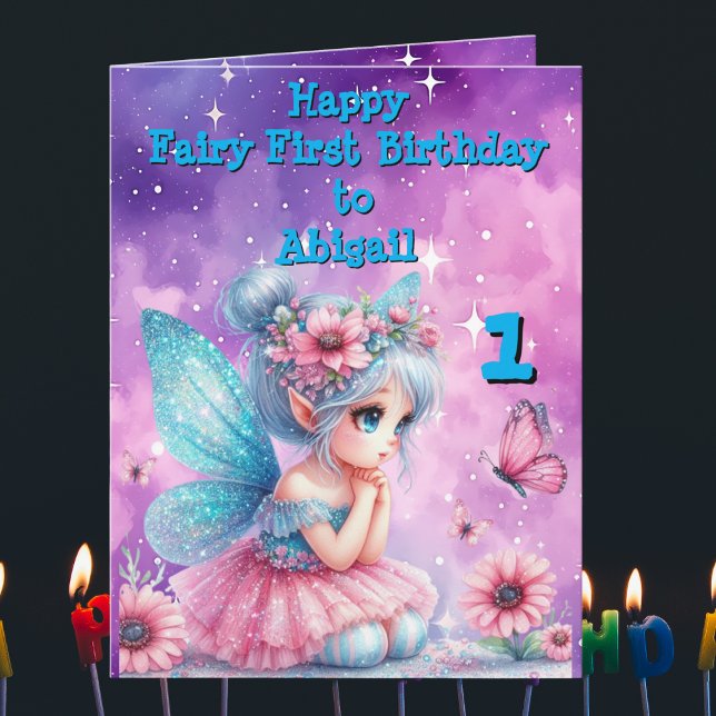 Fairy First Photo KIds  BIrthday Greeting Card (Creator Uploaded)