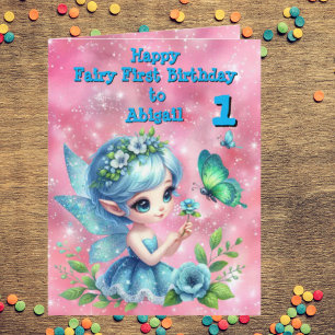 Fairy First Photo KIds  BIrthday Greeting Card