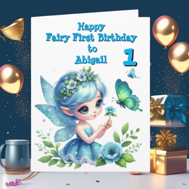 Fairy First Photo KIds  BIrthday Greeting Card (Creator Uploaded)