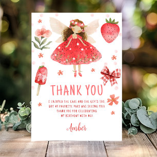 Fairy First Strawberry Fairy Birthday Thank You Card