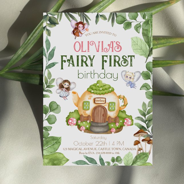 Fairy First Theme 1st Forest Birthday Party  Invitation (Creator Uploaded)