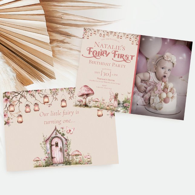 Fairy First Theme Girl's 1st Birthday Party Custom Invitation (Creator Uploaded)