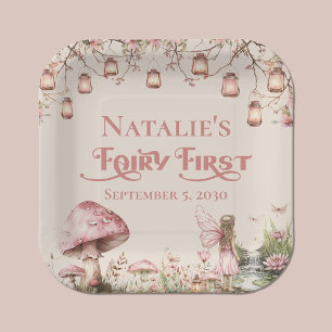 Fairy First Theme Girl's 1st Birthday Party Custom Paper Plate