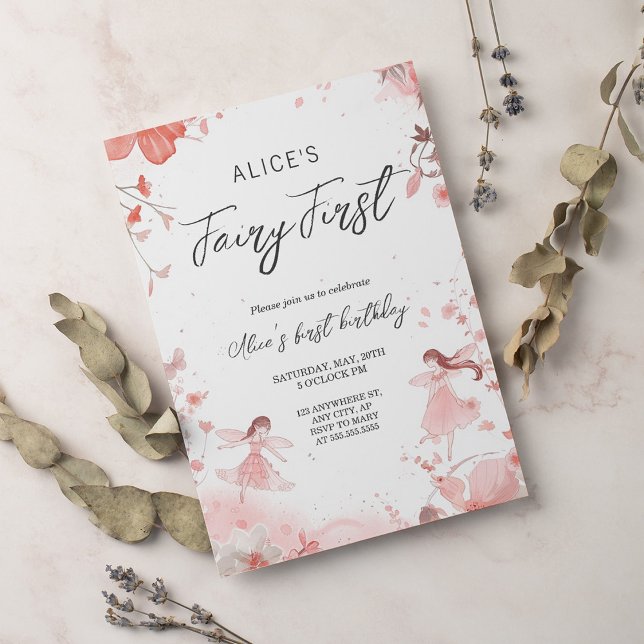 Fairy First Theme Girl's 1st Birthday Party  Invitation (Creator Uploaded)