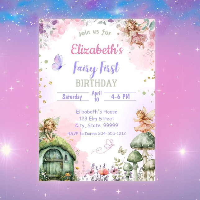 Fairy First Whimsical Birthday Invitation for Girl (Creator Uploaded)