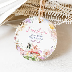 Fairy First Whimsical Birthday Party Round Favour Tags