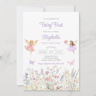Fairy First Whimsical Floral 1st Birthday  Invitation
