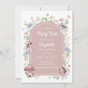 Fairy First Whimsical Floral 1st Birthday Invitation