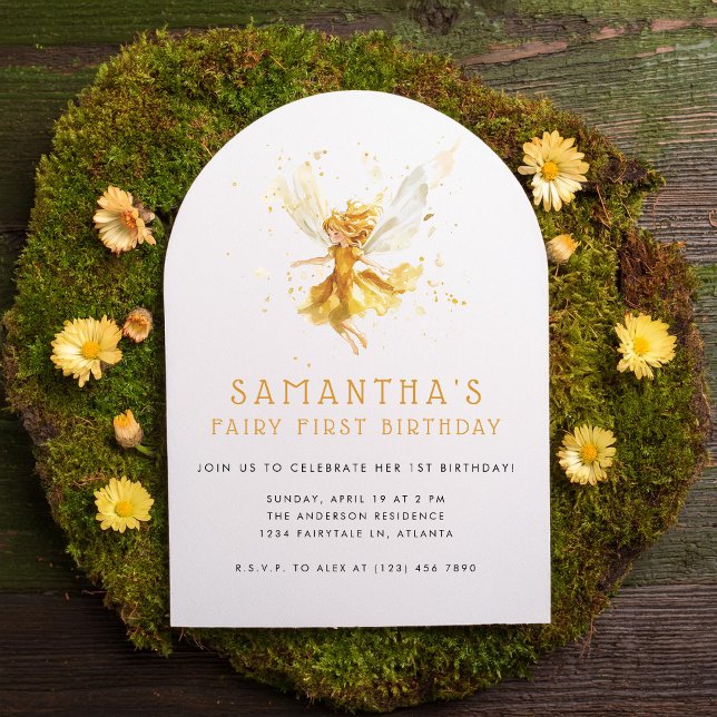 Fairy First Whimsical Watercolor 1st Birthday Invitation (Creator Uploaded)