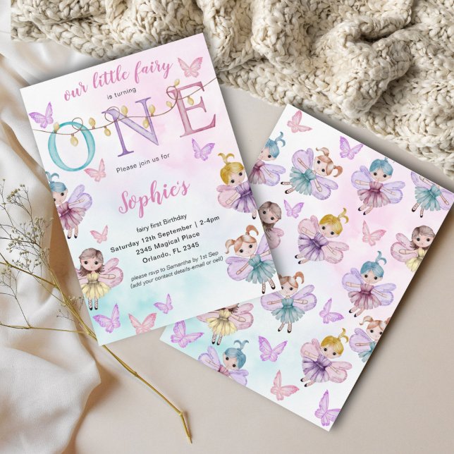 Fairy First Whimsical Watercolor Birthday Invitation (Creator Uploaded)