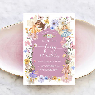 Fairy First Wildflower 1st Birthday Invitation