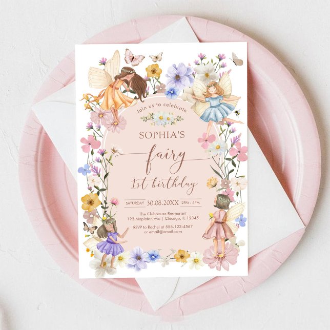 Fairy First Wildflower 1st Birthday Invitation (Creator Uploaded)