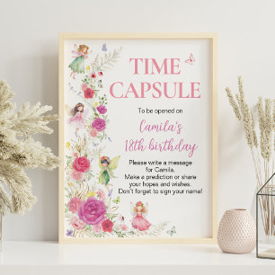 Fairy Floral Birthday Party Time Capsule Sign
