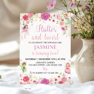 Fairy Floral Garden 2nd Birthday Invitation