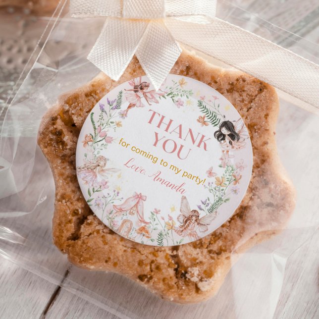 Fairy Floral Garden Birthday Classic Round Sticker (Creator Uploaded)