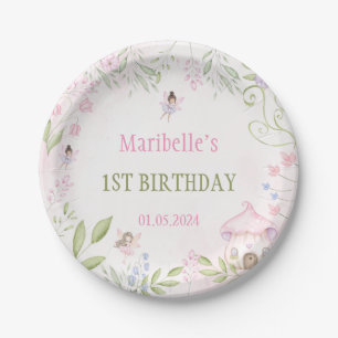 Fairy Floral Girl Birthday Party Paper Plate