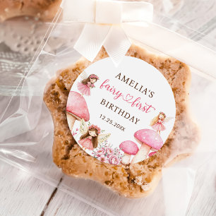 Fairy Floral Girls 1st Birthday Party Classic Round Sticker