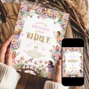 Fairy flower 3rd birthday Invitation