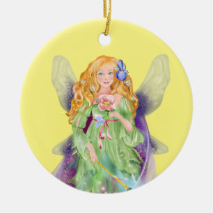 fairy flower fairy with magic wand poster ceramic ornament