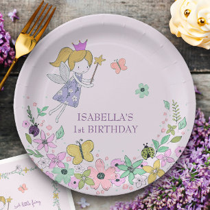 Fairy Flower Garden Any Occasion Lilac Paper Plate
