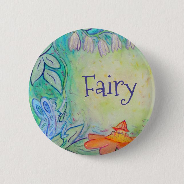 Fairy Flower Garden Art Custom Button Pins (Front)