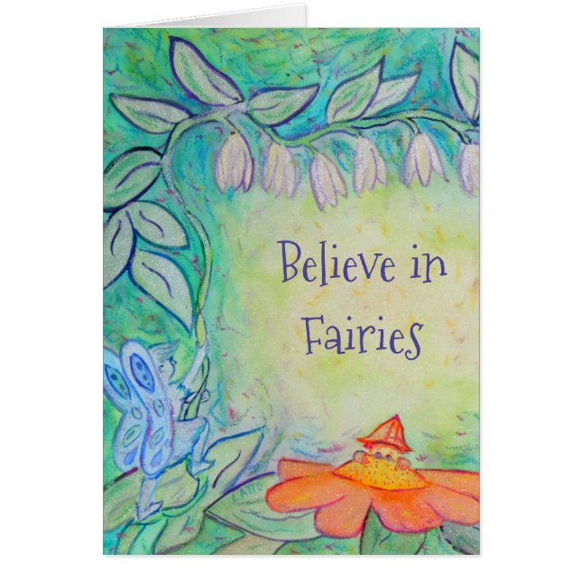 Fairy Flower Garden Custom Greeting Cards (Front)