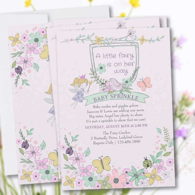 Fairy Flower Garden Cute and Girly Baby Sprinkle Invitation (Creator Uploaded)