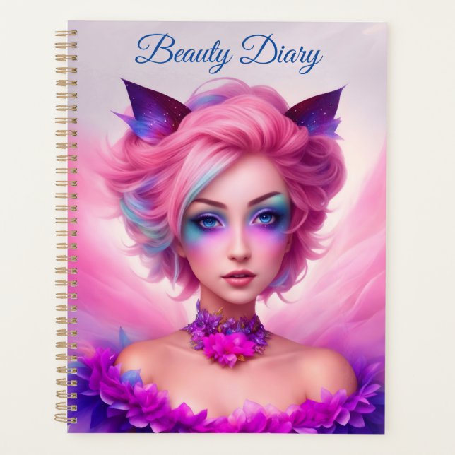Fairy Flower Pink Blue Girl Lovely Elegant Cool Planner (Front)