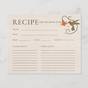 Fairy Flower Tea Party Bridal Shower Recipe Card