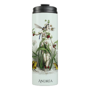 Fairy Flowers And Creatures Custom Name Thermal Tumbler